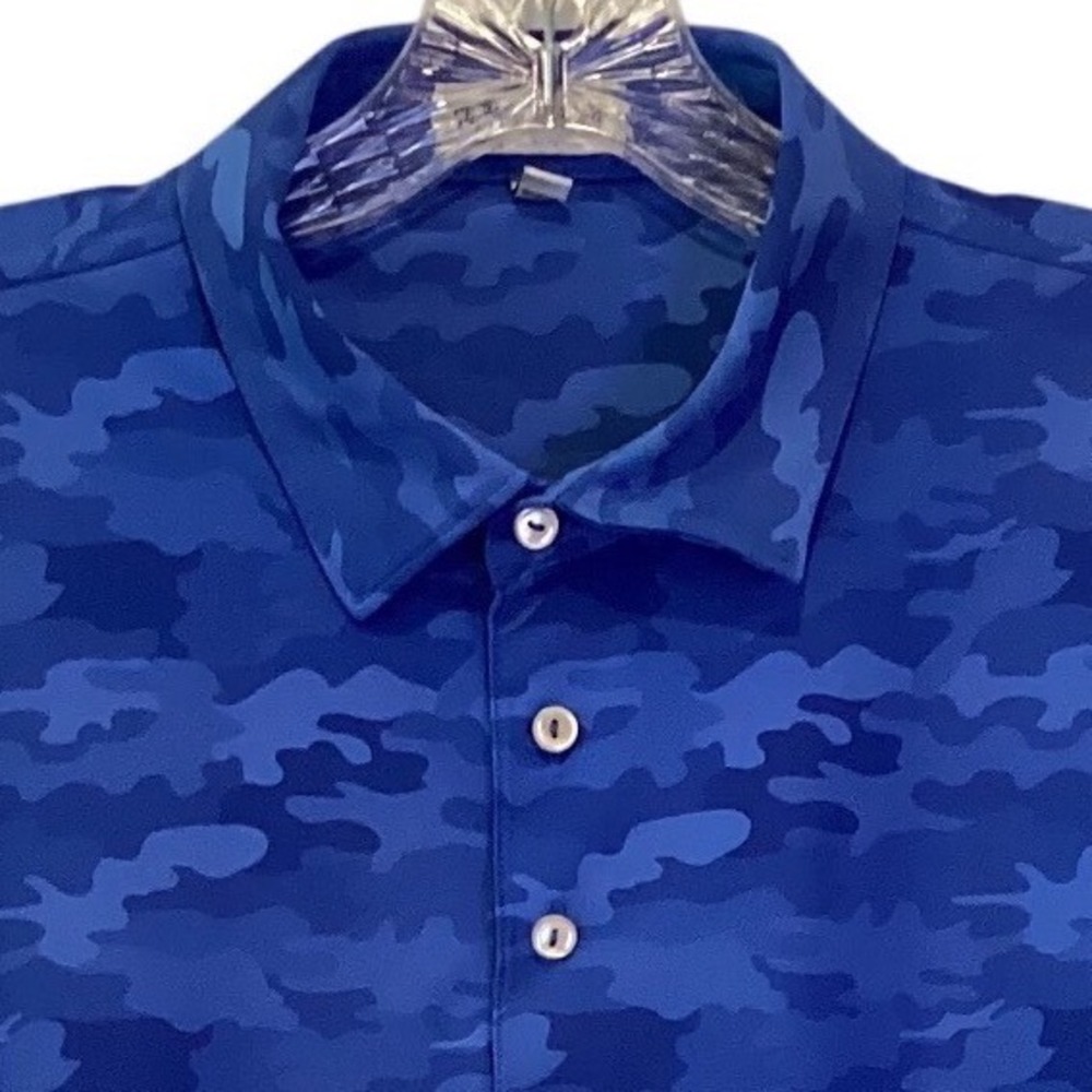 Peter Millar Summer Comfort Polo Golf Shirt Blue Camo Camouflage - Large